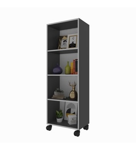 Kenzlife kitaplık beril 148*060*020 gri tekerlekli mutfak dolabı banyo ofis ayakkabılık kiler