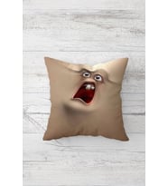 Kızgın Emoji Çift Tarafı Baskılı Gizli Fermuarlı Yastık Kılıfı Kırlent Koltuk Yastık Kılıfı (Bej)