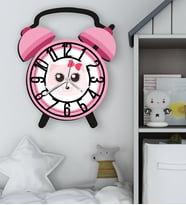 BK Gift Hayvan Figürlü Pembe Retro Çalar Saat Tasarımlı Kabartma Figürlü Ahşap Çocuk Duvar Saati-12, Ev Dekoru, Çocuk Odası Aksesuar