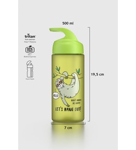 Renga Moly Desenli 500 ml Pipetli Tritan Çocuk Matara 912131 Pembe (Yeşil)