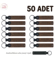 Açık Kahverengi & Siyah, Sünnet Töreni İçin İsim Yazılabilen Anı & Hatıra Anahtarlıkları 50’li Set