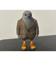 3D Baskı Pigeon in Suit - Kahverengi Ceketli ve Sandaletli Güvercin - Absürt Ofis Dekoru