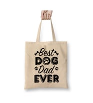 Best Dog Dad Ever Köpek Babası Beyaz Bez Çanta Uzun Saplı Alışveriş Çantası Plaj Çantası