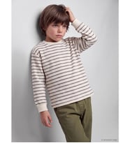 LCW Kids Antrasit Bisiklet Yaka Çizgili Erkek Çocuk Tişört