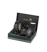 Polo Air Spor Kasa Erkek Kol Saati Mıknatıslı Otomatik Mekanizmalı Cüzdan Kemer Seti Siyah Kırmızı Renk PL-7092E1