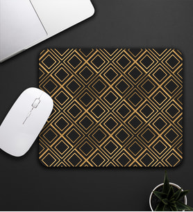 Siyah-Gold Renk Kareli Mouse Pad 23x19cm Fare Altlığı Kaydırmaz Taban De583