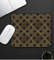 Siyah-Gold Renk Kareli Mouse Pad 23x19cm Fare Altlığı Kaydırmaz Taban De583