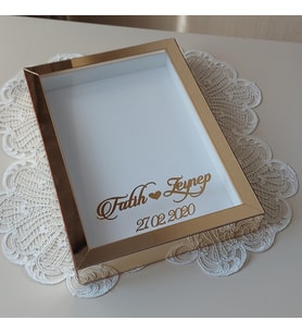 21x30 Cm Gold Pleksili Yeni Moda Tasarım Gül Kutusu Anı Çerçevesi! Ayna Çerçeve! HKM ticaret