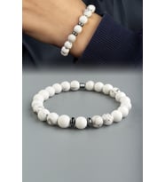 Havlit Doğal Taş Küre Kesim Mat Beyaz 8mm Bileklik