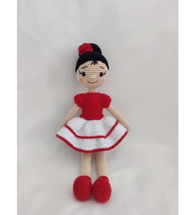 Bayan Gül Bebek Amigurumi Organik Oyuncak