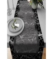 Gri Çerçeveli Desen Premium Masa Örtüsü Runner RNR274