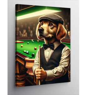 Kanvas Tablo Bilardo Oynayan Köpek