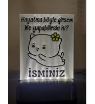 Kişiye Özel İsimli Hediyelik Kablolu Led Lamba - M14 - Hayatına böyle girsem (Beyaz)