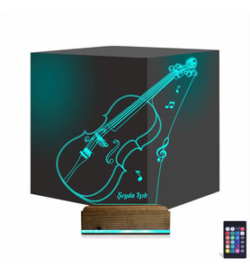 Luvivia Keman Müzik Enstrüman Kişiye Özel 3D Lamba - Masa Gece Lambası
