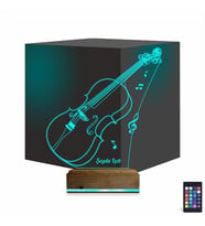 Luvivia Keman Müzik Enstrüman Kişiye Özel 3D Lamba - Masa Gece Lambası