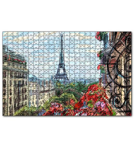 Cakapuzzle Balkondan Paris Eyfel Manzarası Artwork  Puzzle Yapboz MDF (Ahşap) (120 Parça)