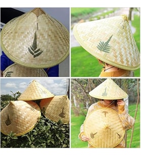 Naturel Renk Cambodia Kamboçyalı Vietnam Şapkası PVC Hasır