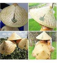 Naturel Renk Cambodia Kamboçyalı Vietnam Şapkası PVC Hasır