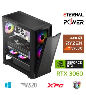 ETERNAL POWER RYZEN 7 5700X 32G DDR4 1TB M.2 RTX3060 A520 M650W (Siyah)