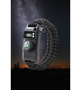 Paracord Bileklik Dijital Saat Pusula Ateş Başlatıcı