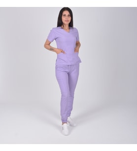 Lila Esnek Likralı Atlantis Jogger Doktor  Hemşire Üniforma Takım
