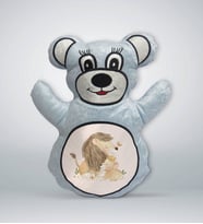 BK Gift Sevimli Aslan Tasarımlı Mavi Ayıcık Yastık-4
