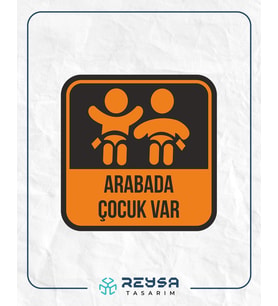 Arabada Çocuk Var Sticker 10x10 cmRenkli Sticker