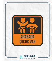 Arabada Çocuk Var Sticker 10x10 cmRenkli Sticker