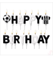 Siyah Beyaz Happy Birthday 15 Parça Doğum Günü Mum Seti (STD)