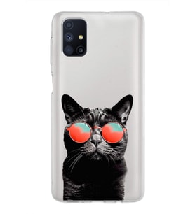 PrintiFy Samsung Galaxy M51 ile Uyumlu 1mm Slim Fit Kedi 3 050d Baskılı Şeffaf  Kılıf