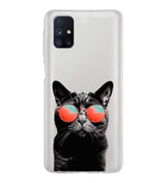 PrintiFy Samsung Galaxy M51 ile Uyumlu 1mm Slim Fit Kedi 3 050d Baskılı Şeffaf  Kılıf