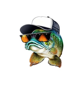 Cool gözlüklü balık Sticker Araba, Motorsiklet, AraçEtiket Cam Sticker 19CM