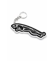 3D Baskı Jaguar Logo Tasarım Anahtarlık – Petek Desenli Spor Araba Anahtarlığı (Siyah Beyaz)