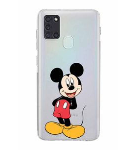 Samsung Galaxy A21s  Kamera Korumalı  Kapak Mickey Mouse Tasarımlı  Şeffaf Kılıf