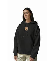 Pomeranian Figürlü Siyah Unisex Kapüşonlu Sweatshirt – DTF Baskı