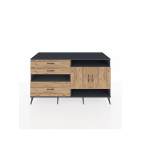 Kronos Konsol 4 Raflı 3 Çekmeceli 2 Kapaklı 176x59x99 Antrasit-Çam