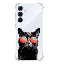 PrintiFy Samsung Galaxy A55 Uyumlu Kedi 3 Baskılı Şeffaf Köşe Korumalı Antişok Kılıf