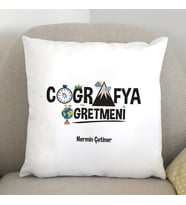Kişiye Özel Coğrafya Öğretmenine Hediye Kare Yastık