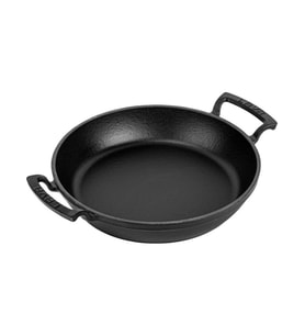 Lava Demir Döküm Çift Kulplu Yuvarlak Tava 24 Cm Sahan Siyah (Kırmızı)