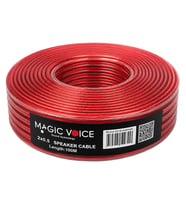 Magicvoice MV-29553 2x0.50mm Siyah Şeffaf Kırmızı Çizgili 100 Metre CCA Hoparlör Kablosu