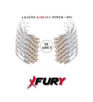 FURY 50 Adet A Kalite Kablolu Hazır BNC + DC POWER Jack Kablolu Y Tipi Konnektör