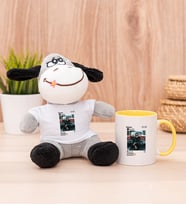 Kişiye Özel İnstagram Tasarım Fotoğraflı Peluş Eşek ve Sarı Kupa