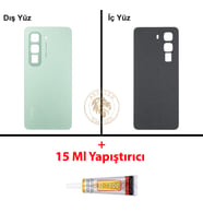 Infinix Hot 50 Yeşil Uyumlu Arka Kapak + B7000 Yapıştırıcı Arka Cam Batarya Pil Kapağı Lazer Kesim