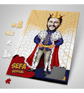 Kişiye Özel Hediye Kral Karikatürlü Puzzle