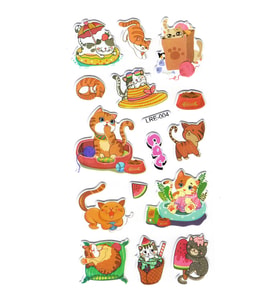 Sticker Kabartmalı Stiker Defter, Planlayıcı Etiket (lre-004)-17X9 cm - Sevimli Komik Kedi
