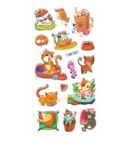 Sticker Kabartmalı Stiker Defter, Planlayıcı Etiket (lre-004)-17X9 cm - Sevimli Komik Kedi