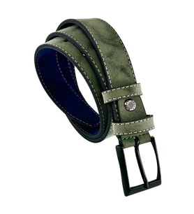 Yeşil Çocuk Boy Suni Deri Dikişli Model 3 cm.lik Garson Klasik Kemer Okul Kemeri - G10
