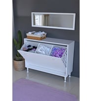 Eliusta Sare 90 cm Beyaz Sepetli Banyo Dolabı,Mutfak Dolabı 90x75x32,5 cm Oyuncak Sepeti Çok Amaçlı Dolap
