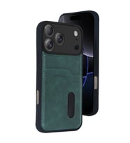 Apple İphone 17 Pro Max Sara Kartvizitli Deri Kılıf - Yeşil