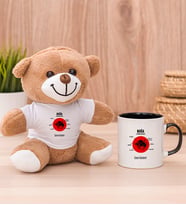 Kişiye Özel Boğa Burcuna Hediye Peluş Ayı ve Siyah Kupa